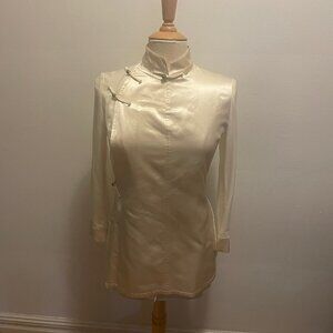 VINTAGE NWOT Yohji Yamamoto cream mandarin collar shirt jacket EXQUISITE